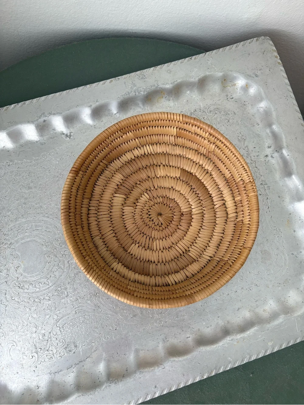 Handwoven Rattan Decorative Bowl - Natural Tan